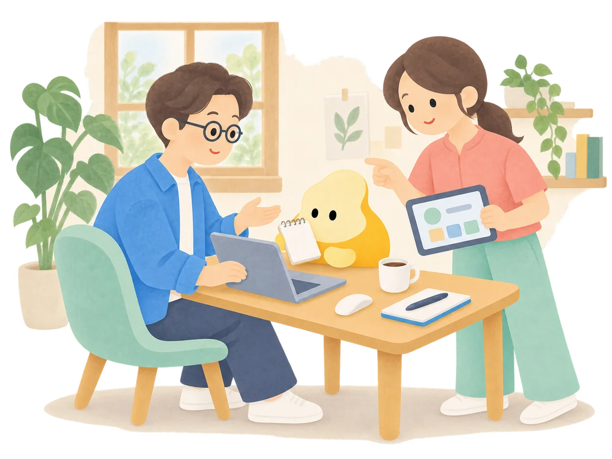 お店の相談に寄り添うシーン
